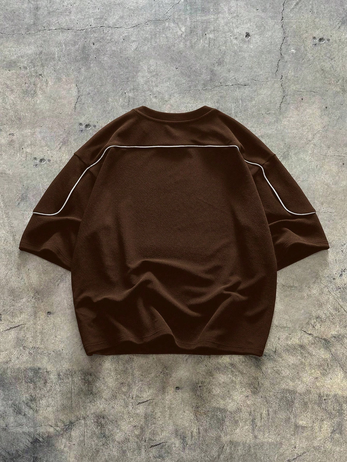 Oversized Contrast Panel T-Shirt - Brown
