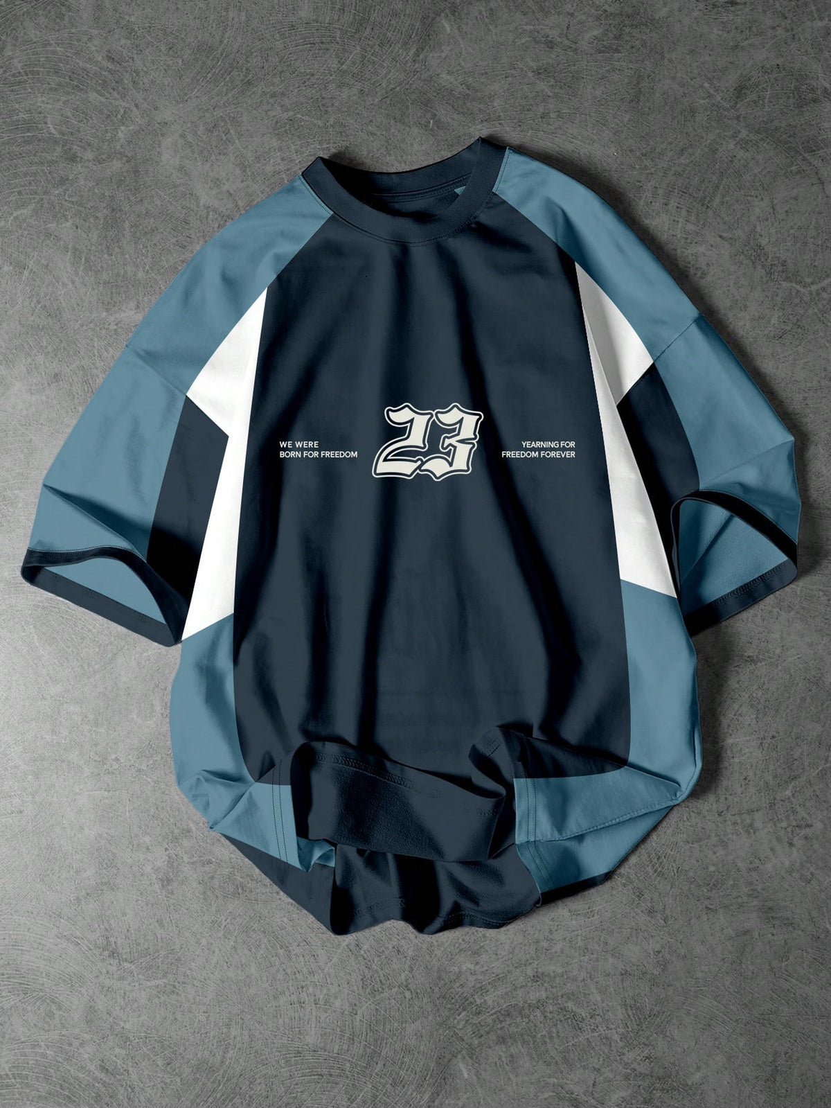 Oversized Racing Style T-Shirt - Navy Blue