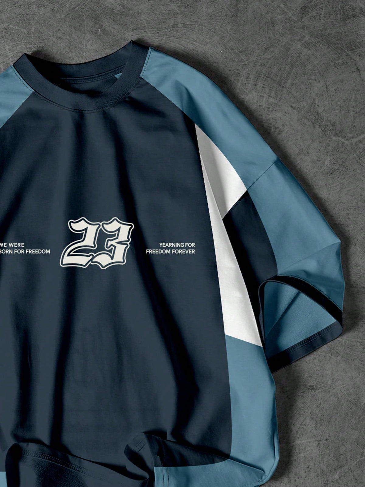 Oversized Racing Style T-Shirt - Navy Blue