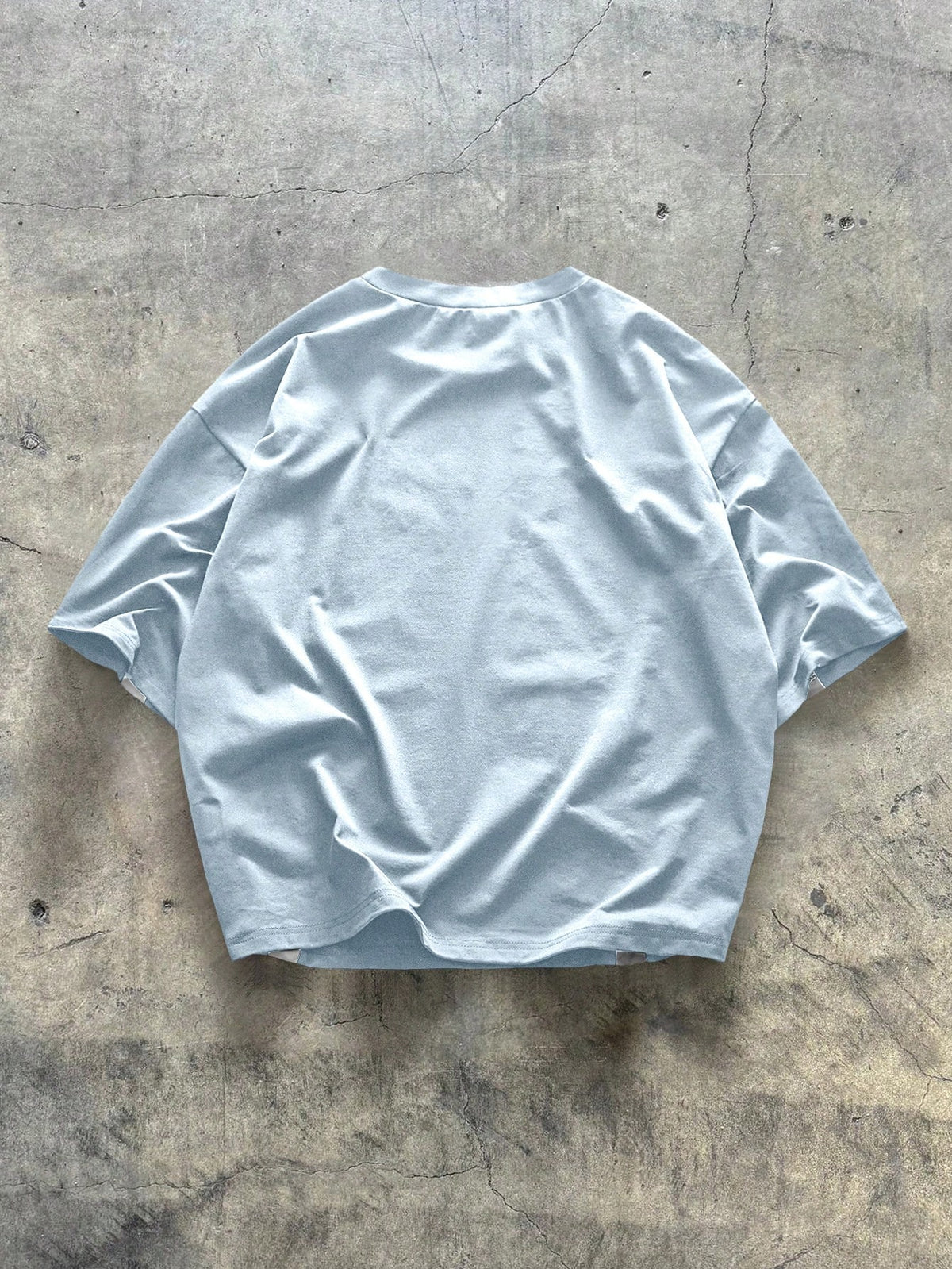 Oversized Contrast Panel T-Shirt - Sky Blue