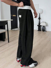 Contrast Waist Baggy Pants