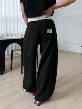 Contrast Waist Baggy Pants